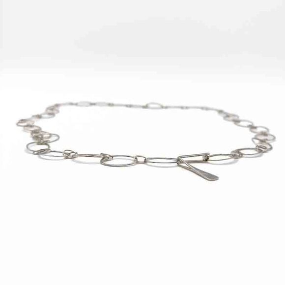 Robert Lee Morris Sterling Silver Necklace Wide Hoops ~36" Signed RLM Studio - Picture 11 of 12